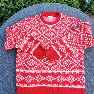 Goodfellow & Co Red and White Nordic Fair Isle Crewneck Sweater - Men